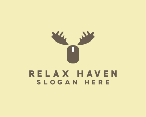 Elk - Moose Antlers Mouse logo design