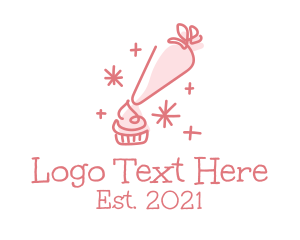 Cake Decorating - Icing Cupcake Pastry logo design