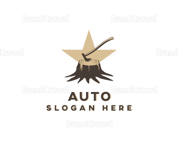 Tree Trunk Lumberjack Axe Logo