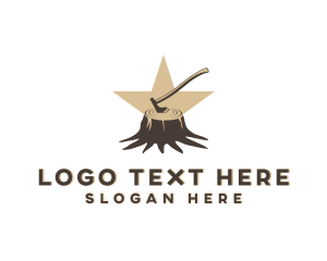 Logging - Tree Trunk Lumberjack Axe logo design