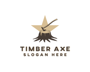 Tree Trunk Lumberjack Axe logo design