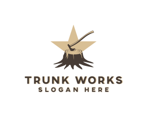 Trunk - Tree Trunk Lumberjack Axe logo design