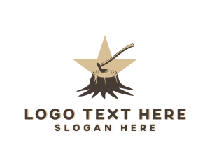 Tree Trunk Lumberjack Axe Logo