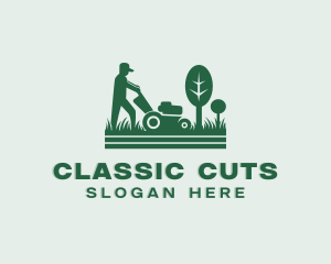 Landscaping Lawn Mower logo design