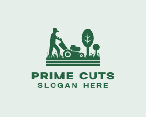 Landscaping Lawn Mower logo design