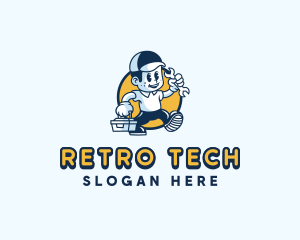 Repairman Wrench Maintenance logo design