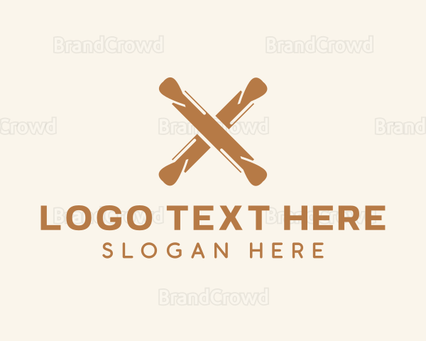 Brown Rolling Pin Letter X Logo