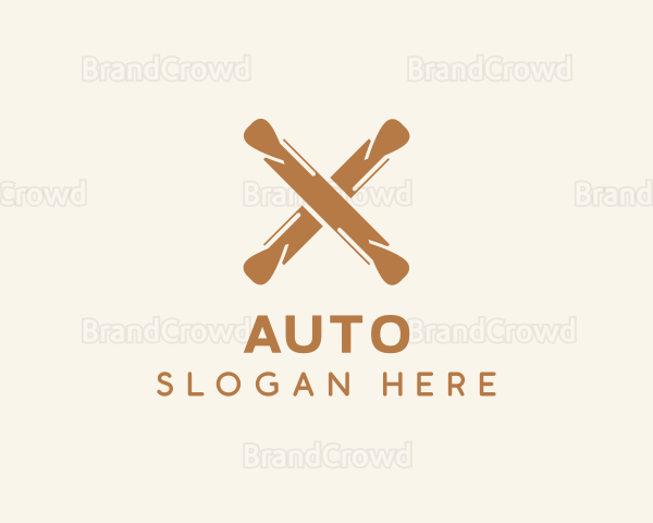 Brown Rolling Pin Letter X Logo