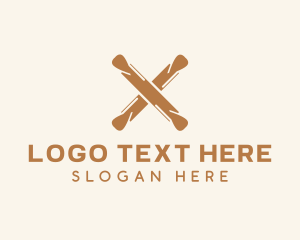 Pastry Chef - Brown Rolling Pin Letter X logo design