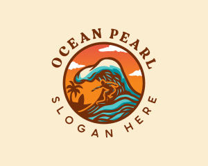 Surfing Ocean Beach logo design