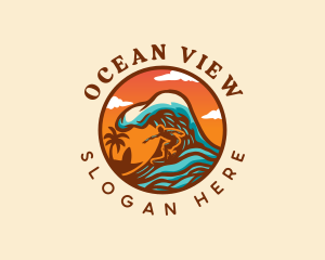 Surfing Ocean Beach logo design