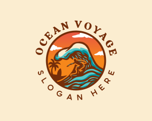 Surfing Ocean Beach logo design