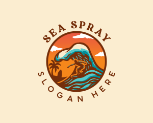 Surfing Ocean Beach logo design