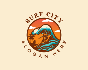 Surfing Ocean Beach logo design