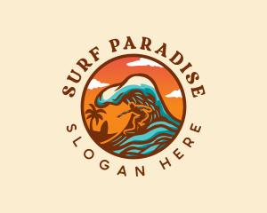 Surfing Ocean Beach logo design