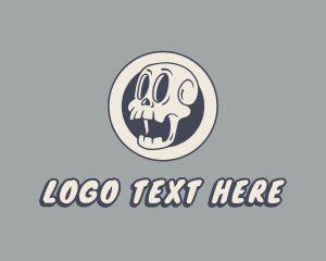 Creepy - Retro Cartoon Skull logo design