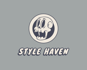 Retro Cartoon Skull Logo