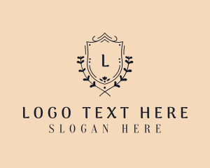 Wreath - Floral Wreath Shield logo design