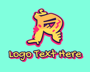 Teenager - Graffiti Art Letter R logo design