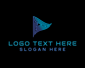 Cyber - Labyrinth Triangle Flag logo design
