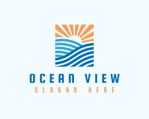 Ocean Wave Sun logo design