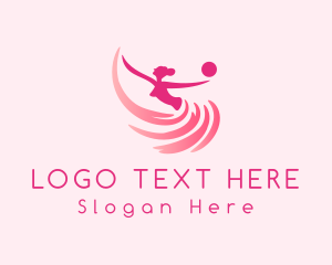 Stretching - Pink Ballerina Gymnast logo design