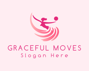 Pink Ballerina Gymnast logo design