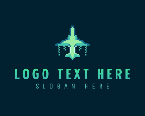 Spaceship - Pixelated Game Spacecraft logo design