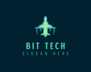 Pixelated Game Spacecraft logo design