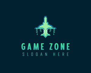 Pixelated Game Spacecraft logo design