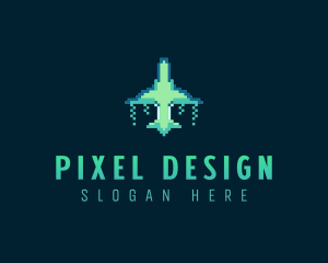 Pixelated Game Spacecraft logo design