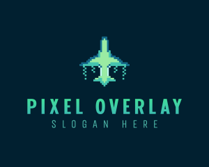 Pixelated Game Spacecraft logo design