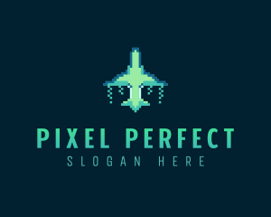 Pixelated Game Spacecraft logo design