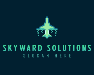 Pixelated Game Spacecraft logo design