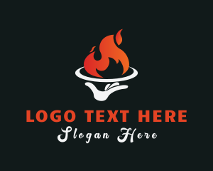 Hand - Flame Restaurant Dining logo design