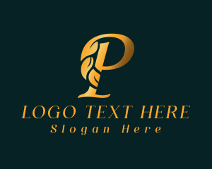 Plant - Premium Golden Letter P logo design