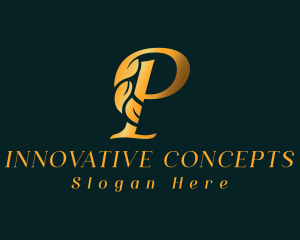 Premium Golden Letter P Logo