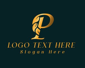 Leaves - Premium Golden Letter P logo design