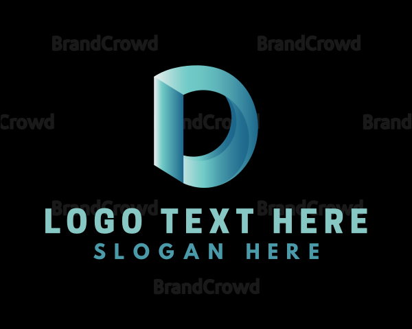 Modern Tech 3d Gradient Letter D Logo