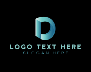 Expert - Modern Tech 3d Gradient Letter D logo design