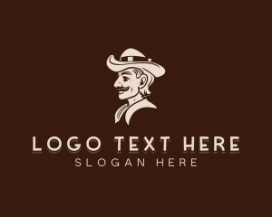 Male Cowboy Mustache Logo