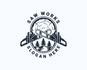 Chainsaw Woodwork Sawmill logo design