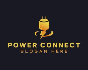 Plug - Lightning Electric Plug logo design