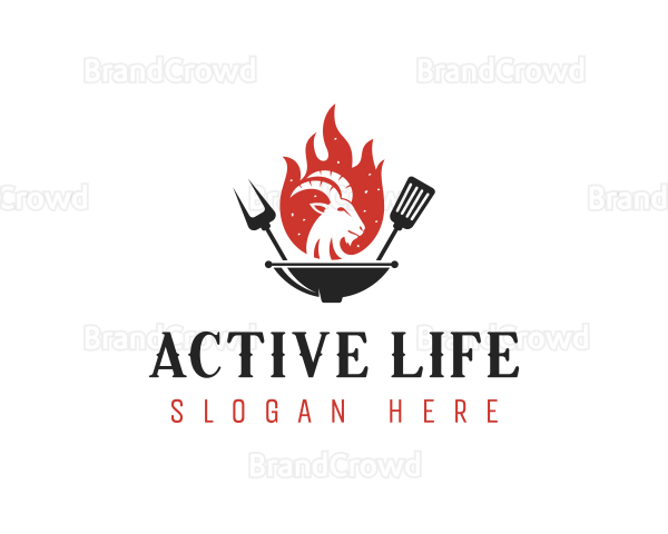 Flame Goat Barbecue Grill Logo