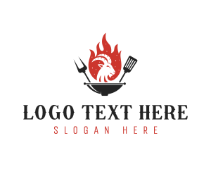 Fire - Flame Goat Barbecue Grill logo design
