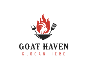 Flame Goat Barbecue Grill logo design