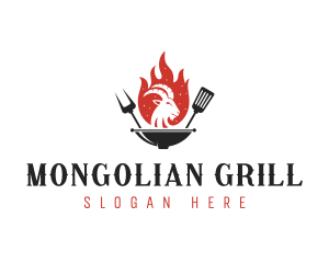 Flame Goat Barbecue Grill logo design