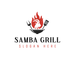 Flame Goat Barbecue Grill logo design