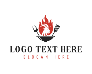 Spatula - Flame Goat Barbecue Grill logo design