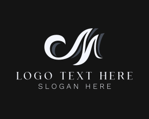 Greyscale - Elegant Cursive Letter M logo design